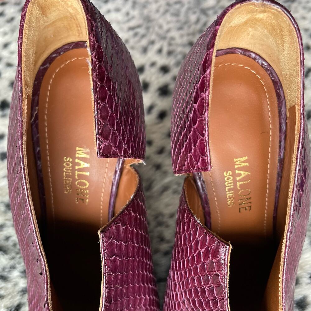 Malone Souliers Gigi Elaphe Ankle Boots Burgundy Leather Snakeskin Print IT 39.5 - Picture 10 of 11
